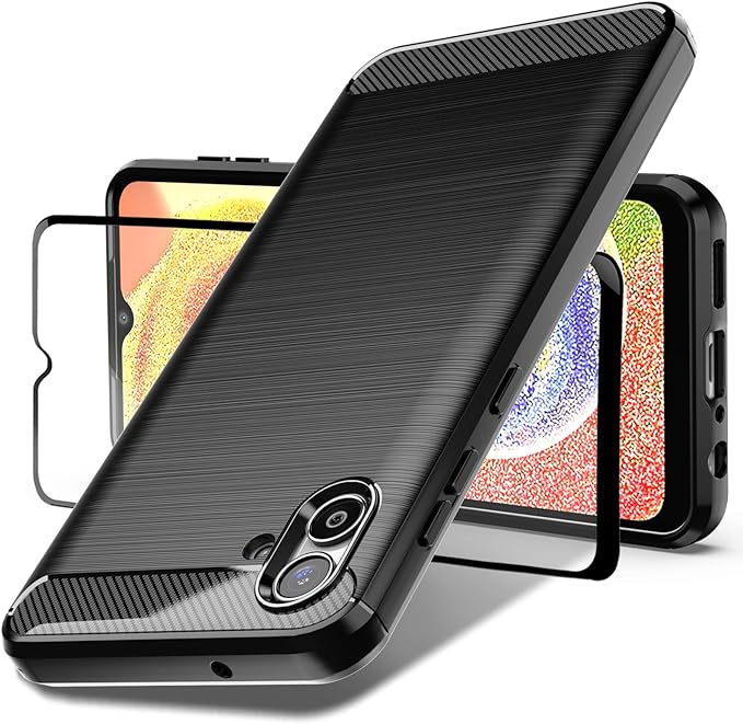 Dretal Samsung A04 Case with Tempered Glass Screen Protector Shock Ab