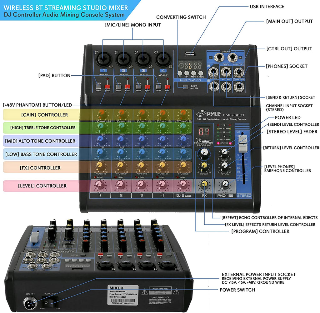 Pyle　Audio　Pro　Bluetooth　(6　Mixer　DJ　Sound　Channels)