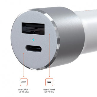 Satechi  USB-C / USB A Car Charger 72W Power Delivery - Silver