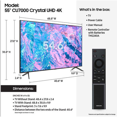 Samsung CU7000 58" Class HDR 4K Crystal UHD Smart LED TV (2023)