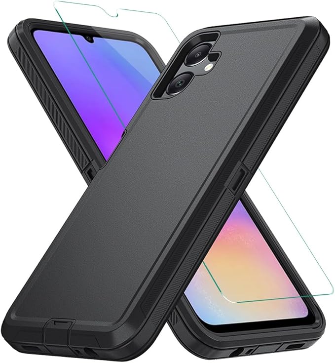 Futanwei Samsung Galaxy A06 Case with Screen Protector Samsung A06 Phone Case [Three Layer Design] [Shock-Absorbing Corners] Full Body Rugged Protective