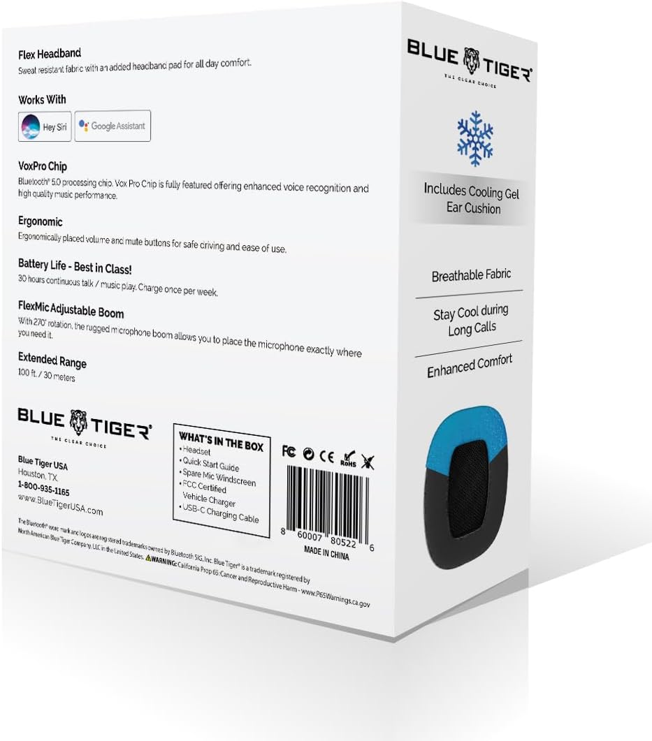 Blue Tiger Storm Black - Premium Bluetooth Headset