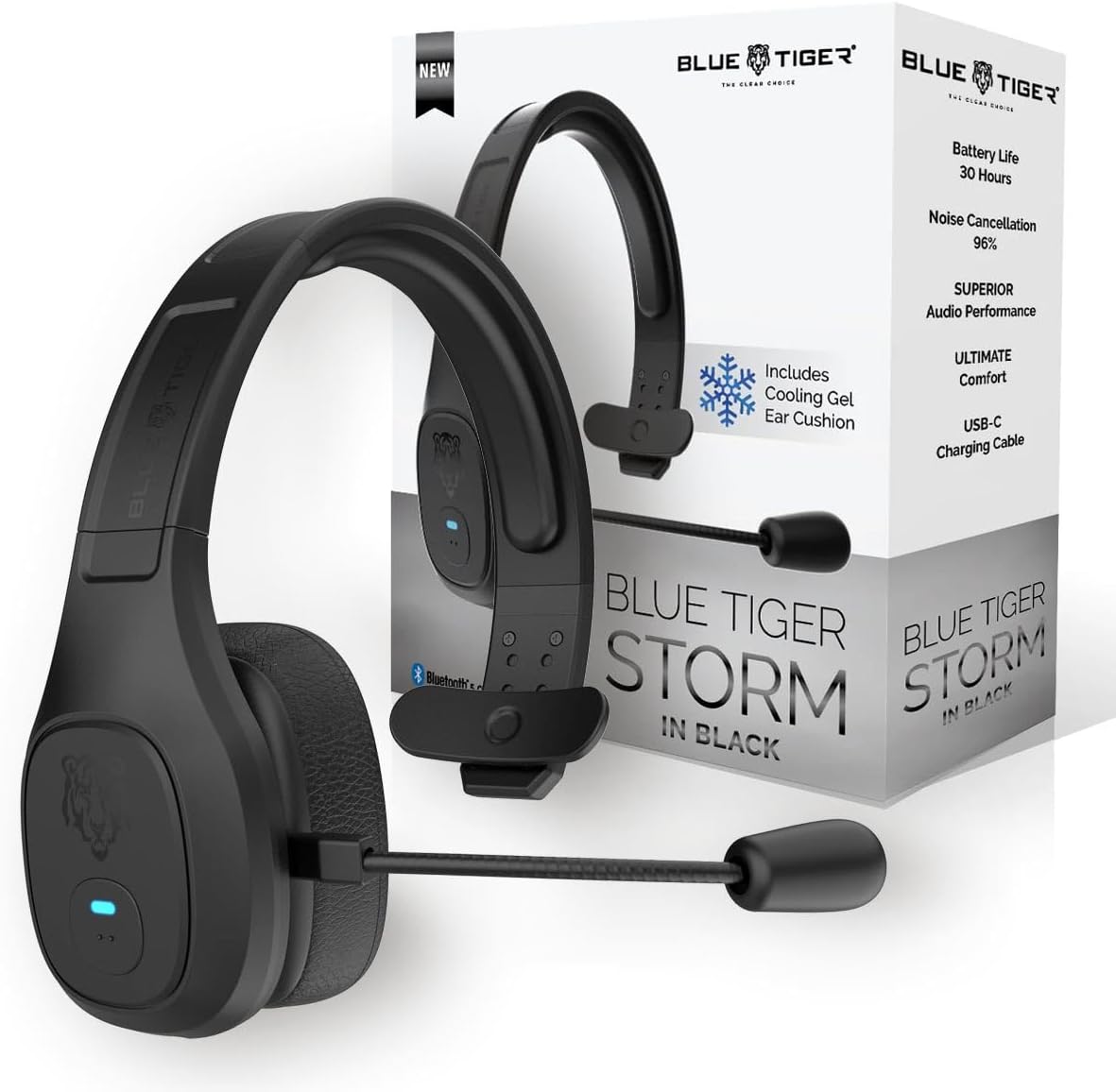 Blue Tiger Storm Black - Premium Bluetooth Headset