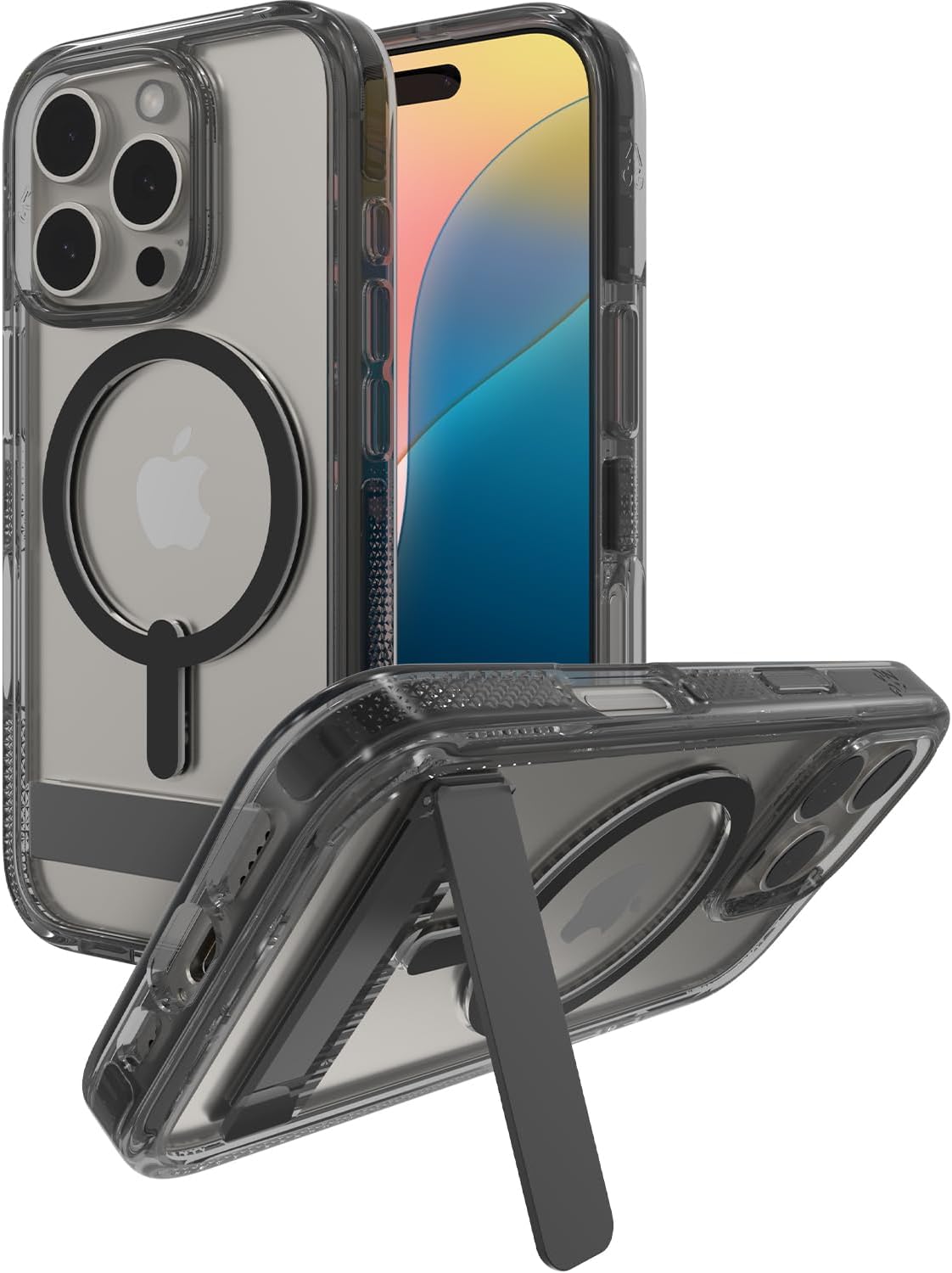 ZAGG - Santa Cruz Snap MagSafe Case with Kickstand for Apple iPhone 16 Pro  - Black