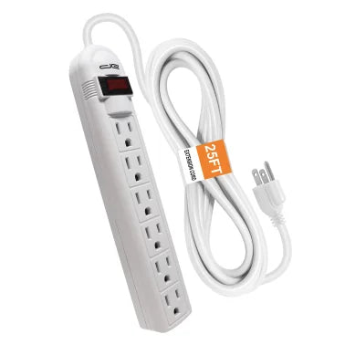 Digital Energy® 6-Outlet Surge Protector Power Strip with 2 USB Ports 25'