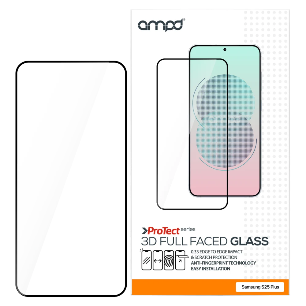 AMPD - 3D Full Faced Impact Flex Glass Screen Protector for Samsung Galaxy S25 - Clear