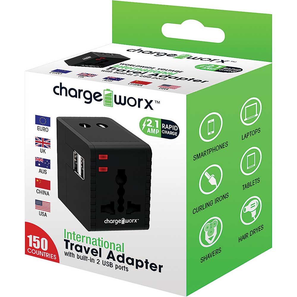 chargeworx international travel adapter