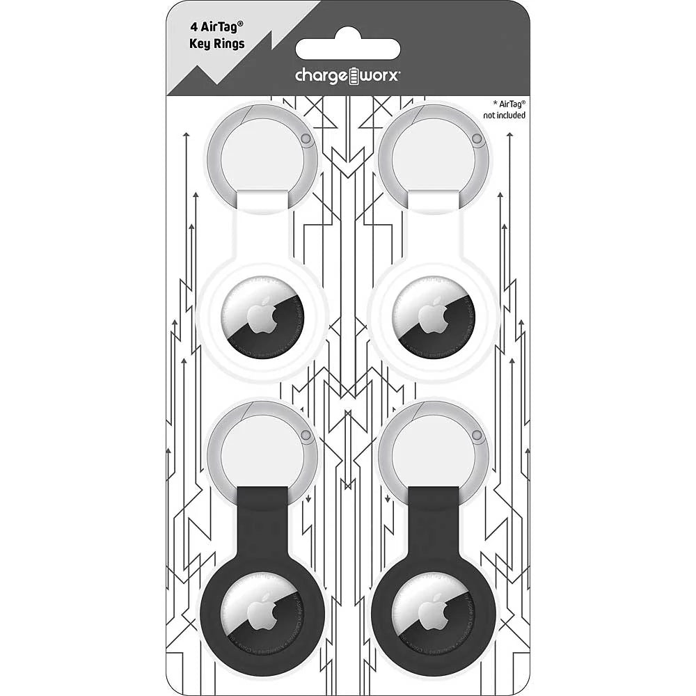 Chargeworx Tracking Keychain Designed for Apple AirTag 4 Pack