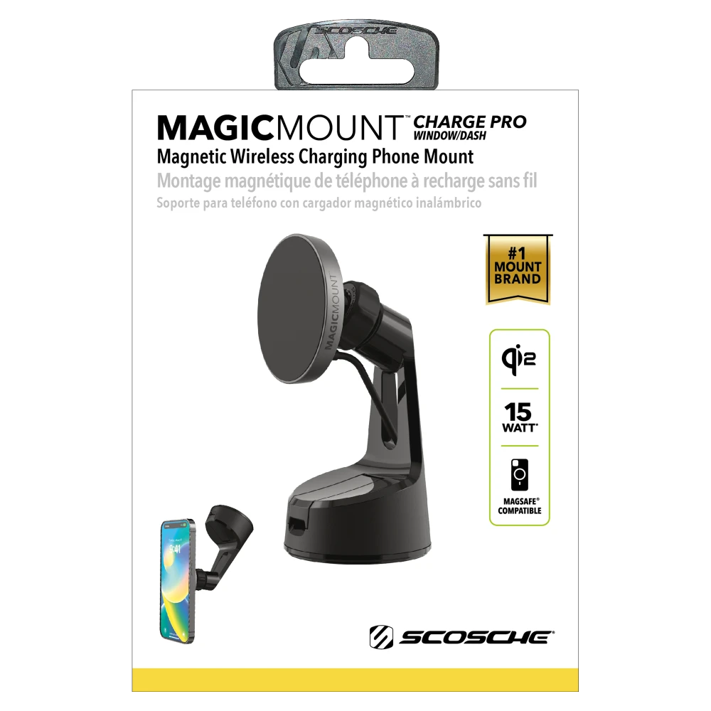 Scosche MagicMount Pro Qi2 Wireless Charger Window / Dash Mount