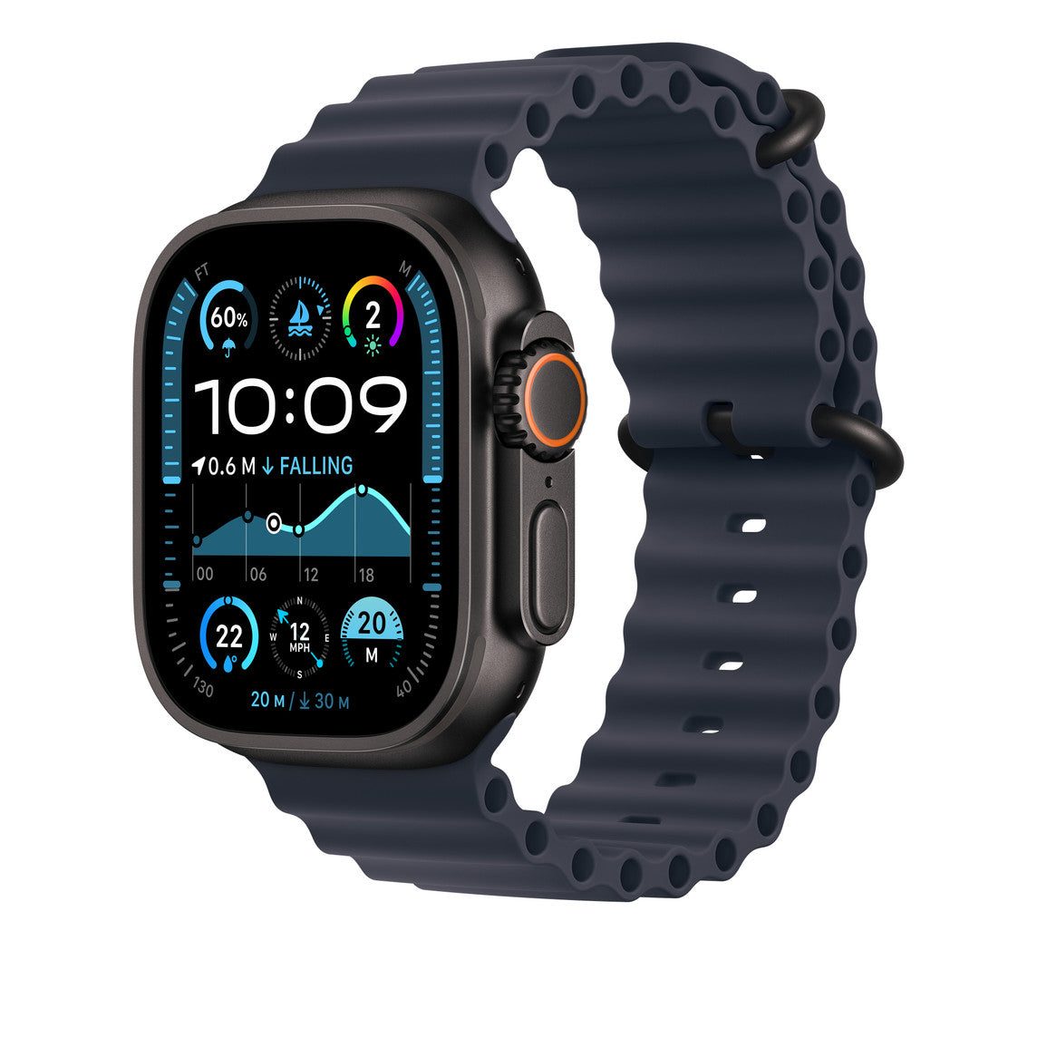 Apple Watch Ultra 2 Black Titanium / Navy Blue Ocean Band