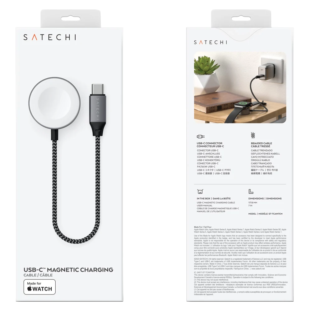 Satechi  USB C Magnetic Charging Cable for Apple Watch - Space Gray