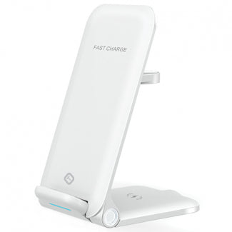 Tekya QITEK Standmax 15W 3 in 1 FoldableE QI Wireless Charger Stand - White