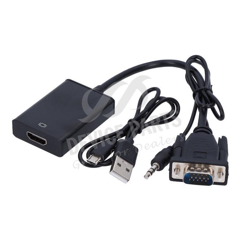 VGA(Male) to HDMI(Female) Adapter with 3.5mm Stereo USB Cable Black