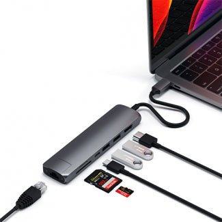 Satechi - USB-C Slim Multi-Port with Ethernet Adapter Space Grey