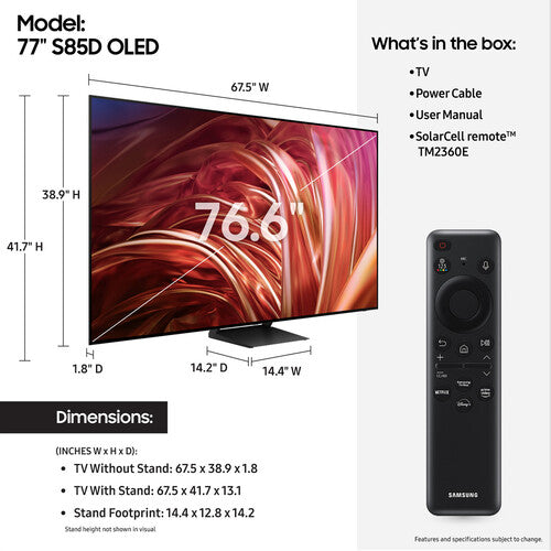 Samsung S85D 77" HDR 4K UHD OLED Smart TV (2024)