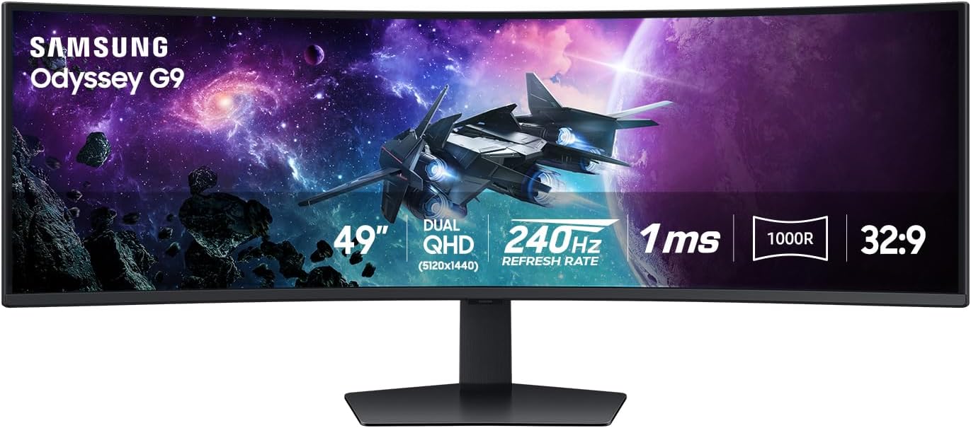 Samsung 49-Inch Odyssey DQHD 1000R G9 G95SE Series Curved Gaming Monitor