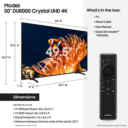 Samsung DU8000 Series 50" 4K HDR Crystal UHD Smart LED TV (2024)