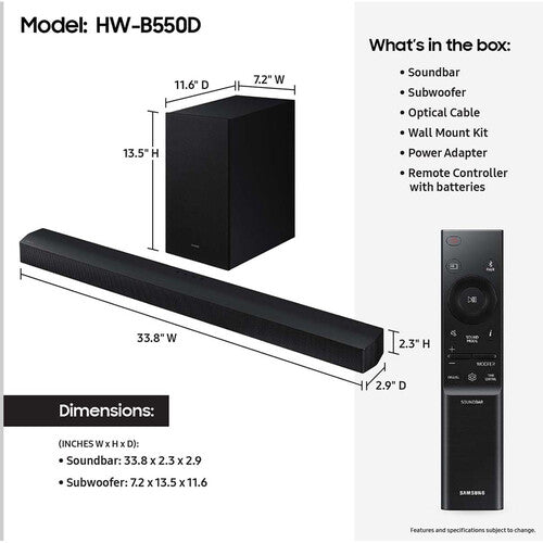 Samsung HW-B550D 370W 3.1-Channel Soundbar System