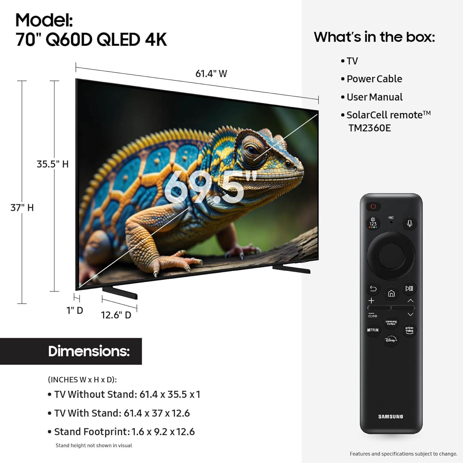 Samsung Q60D Series 70" QLED 4K UHD Smart TV (2024)