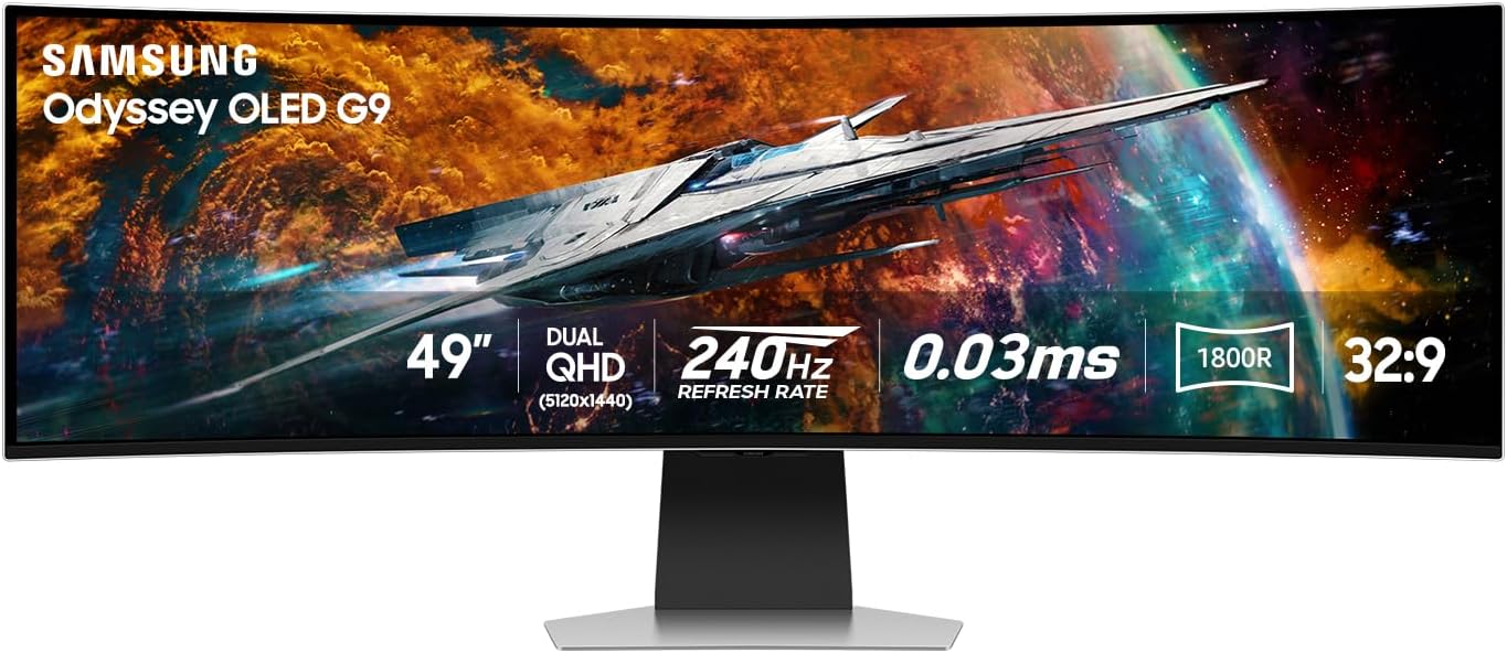 Samsung 49-Inch Odyssey QD-OLED G9 G95SC Series Curved Smart Gaming Monitor