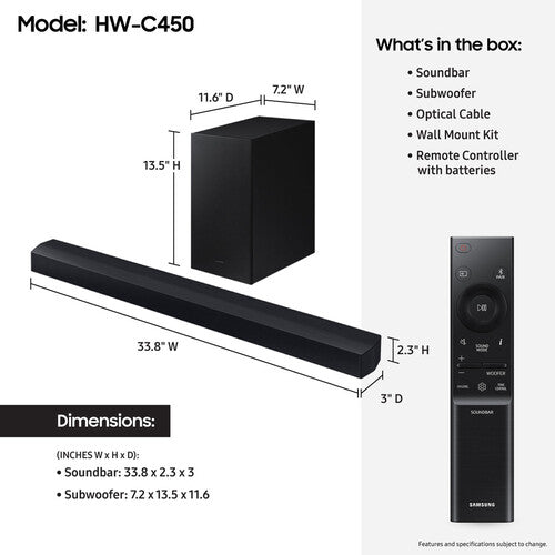 Samsung HW-C450 300W 2.1 Channel DTS Virtual:X Soundbar System