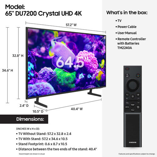 Samsung DU7200 Series 65" 4K HDR Crystal UHD Smart LED TV (2024)