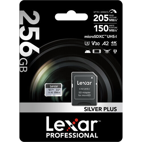 Lexar Professional SILVER PLUS UHS-I microSDXC Memory Card with SD Adapter