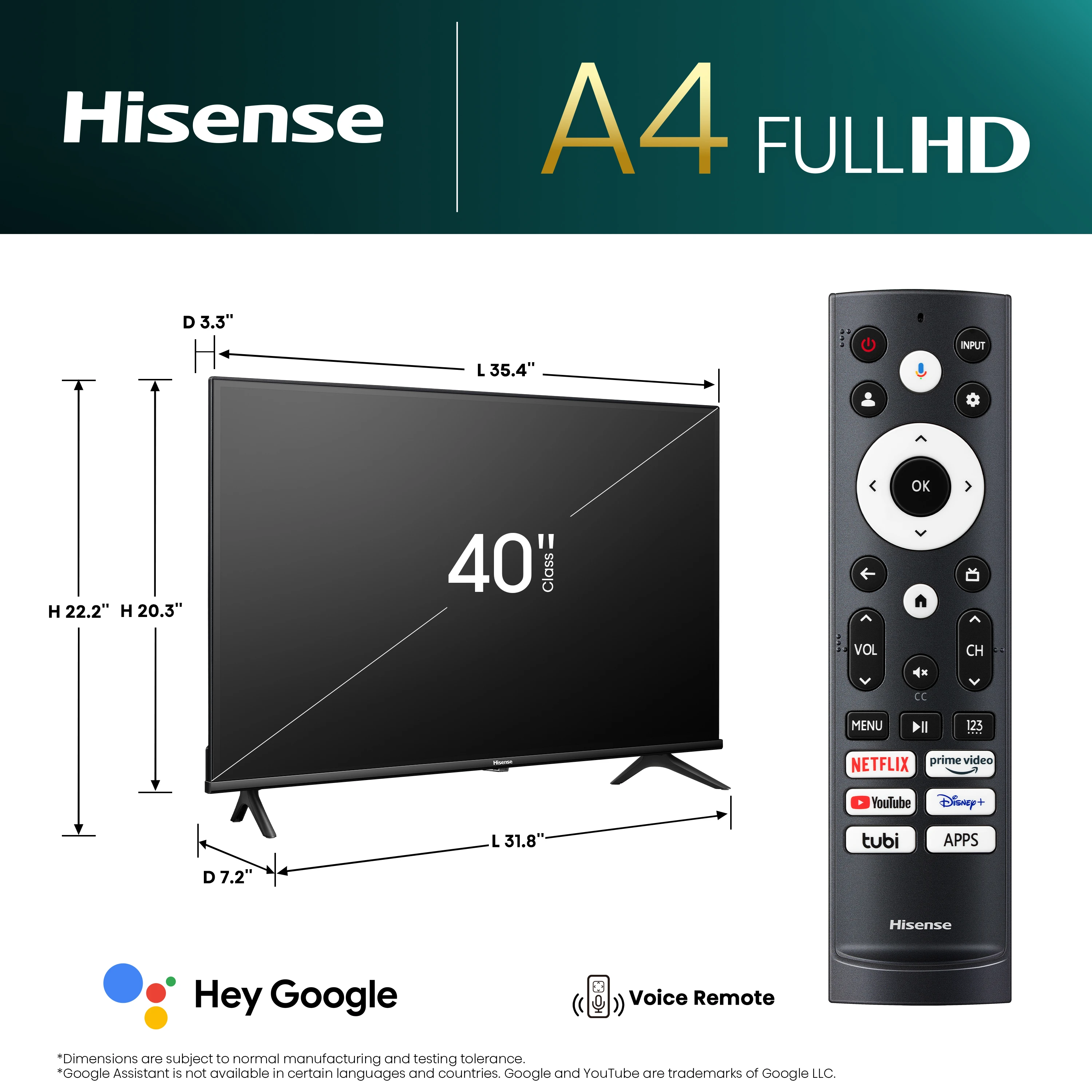 Hisense A4K 40" FHD Google Smart TV