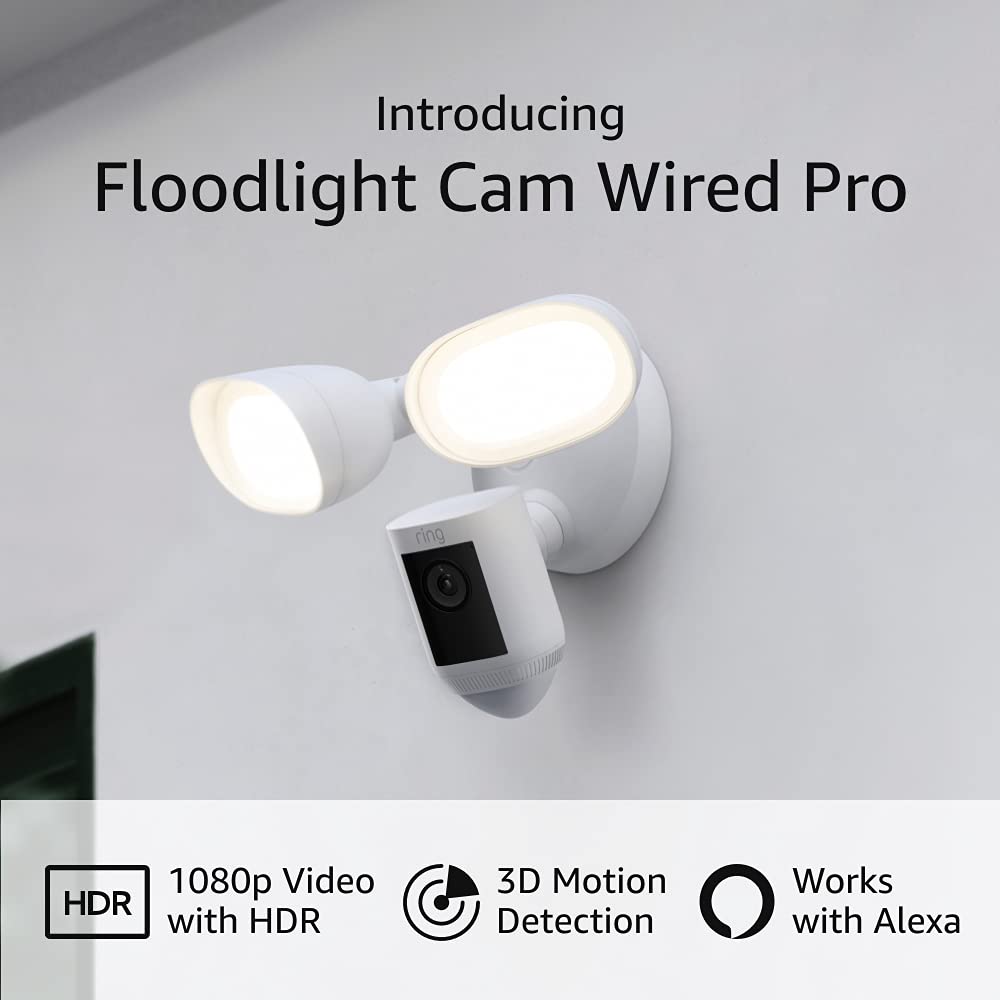 Ring Floodlight Cam Wired Pro with Bird’s Eye View and 3D Motion Detection