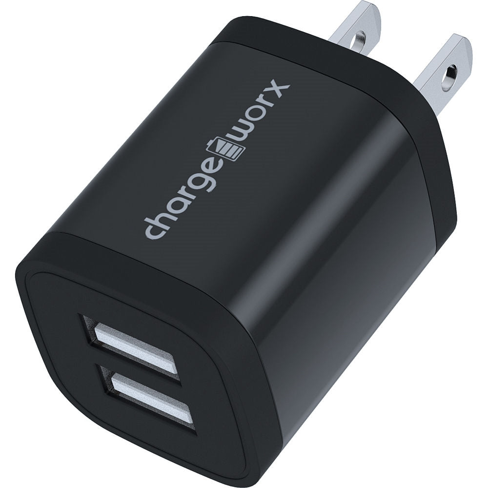 ChargeWorx 2.4A Dual USB Wall Charger Black